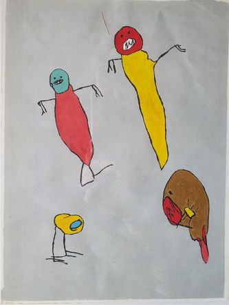 En kreativ barnetegning av insekter